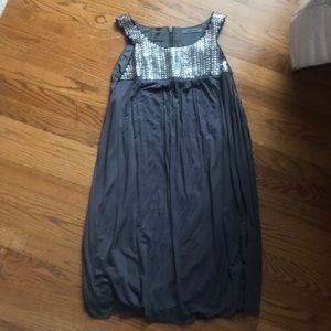 Gray cotton dress with silver detail